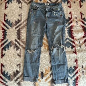 Embroidered Free People Boyfriend Jeans